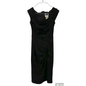 Tadashi Shoji Black formal wear ruched front cowl neck knee length dress size XS